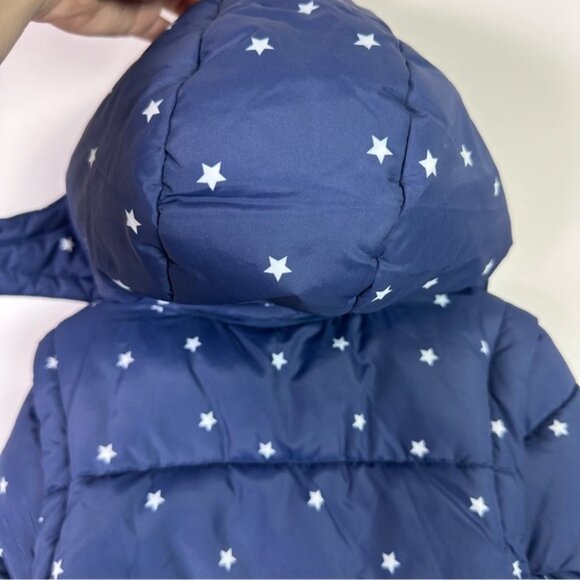 Mini Boden Toddler Girls Navy White Star Winter Coat w/ Hoodie Size 4 to 5 - Picture 6 of 12
